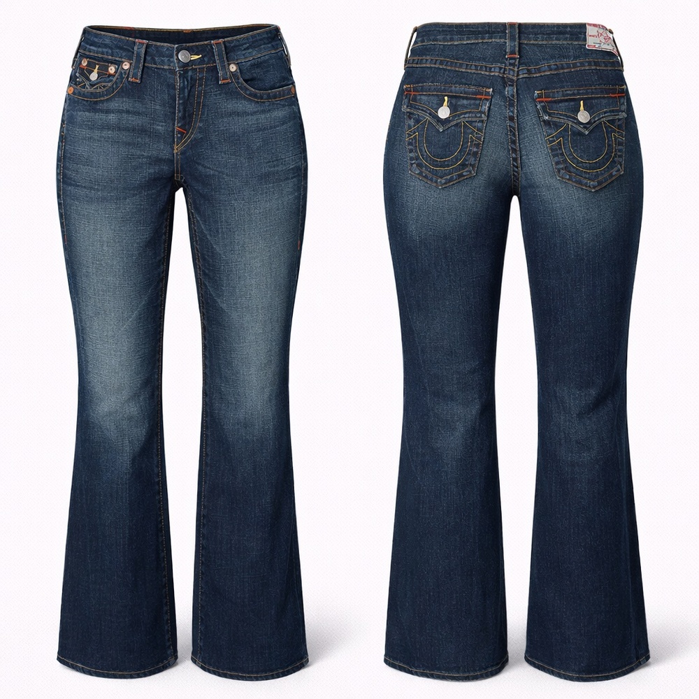 True Religion Denim Jeans Bootcut Flare Y2K Dark Wash